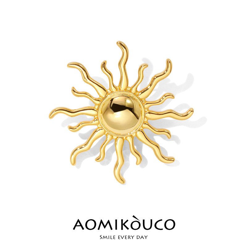 中古简约金色太阳胸针轻奢高级感个性别针防走光固定西装开衫配饰,饰品/流行首饰/时尚饰品新,胸针,淘宝优惠券,粉丝福利购,淘宝优惠卷