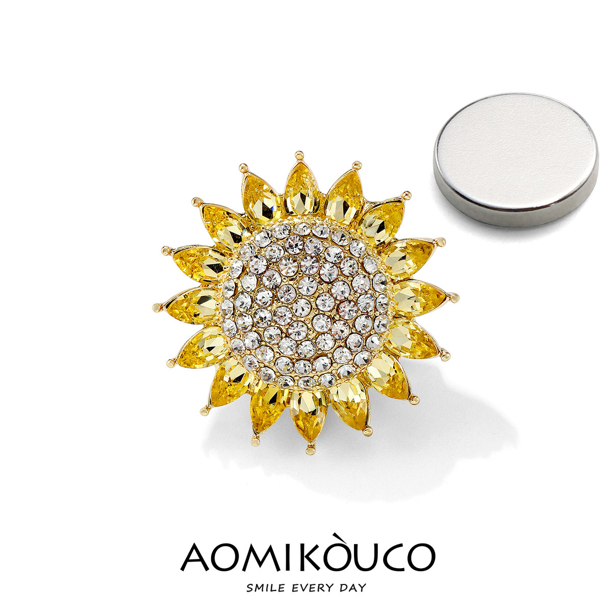 升级磁吸扣水晶向日葵胸针高档女精致奢华气质防走光神器配饰别针,饰品/流行首饰/时尚饰品新,胸针,淘宝优惠券,粉丝福利购,淘宝优惠卷