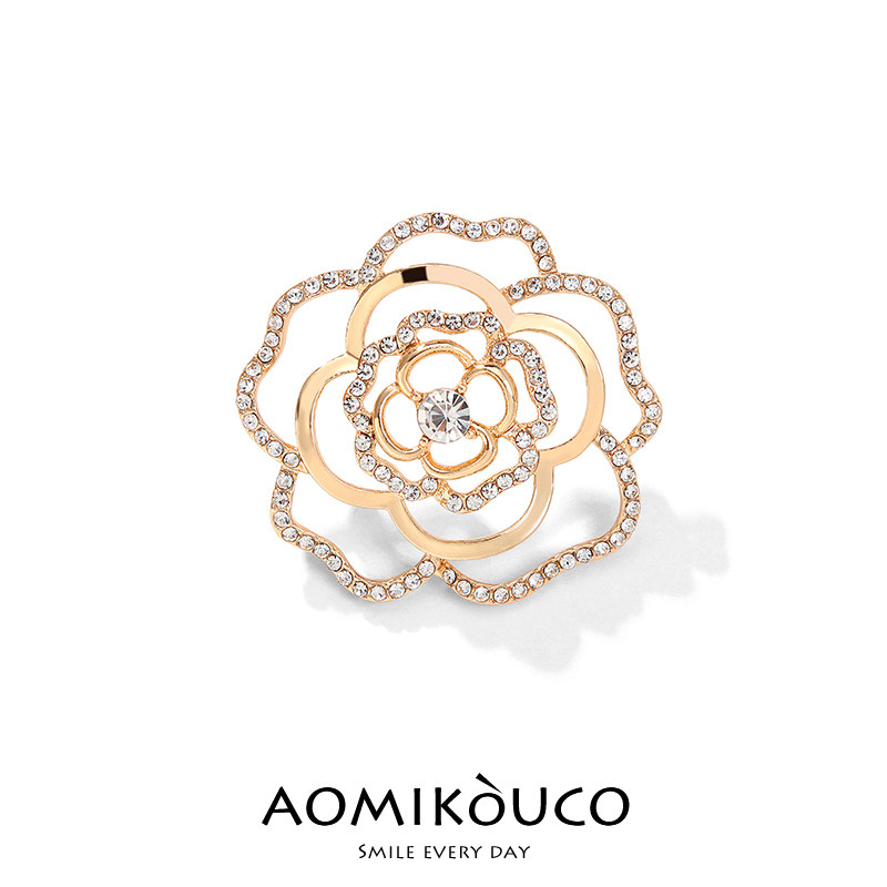 小香风奢华大气山茶花镶钻胸针2025年新款ins潮别针西装春夏配饰,饰品/流行首饰/时尚饰品新,胸针,淘宝优惠券,粉丝福利购,淘宝优惠卷