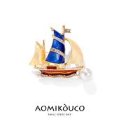 配饰品 衬衫 寓意一帆风顺乘风破浪船帆防走光胸针时尚 珍珠别针西装