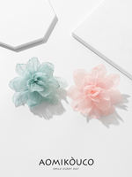 Ethnic-style fabric smoke rose flower brooch, snow gauze handcrafted flower pin accessory, dress and evening gown decoration, brooch thumbnail 7