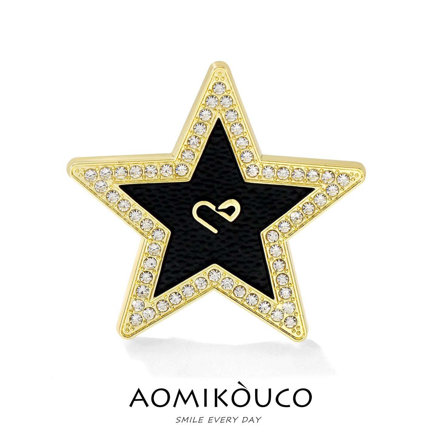 小香风皮革五角星胸针高档女奢华气质镶钻别针防走光胸针外套配饰