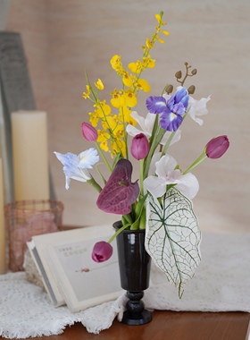 COSA原创设计感小众法式优雅仿真花成品花束花瓶假花美容院装饰