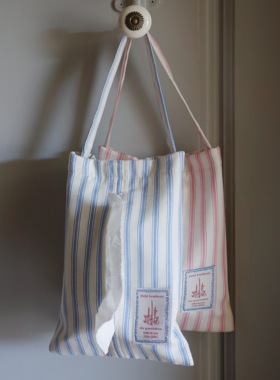 COSA韩风简约条纹纸巾抽纸盒布艺纸巾收纳盒车载挂式抽纸纸巾袋