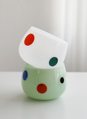 COSA精选日系奶油风玉色波点耐热咖啡杯茶杯送女生礼物