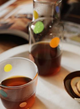 COSA彩点玻璃咖啡分享壶咖啡杯套装一人凉水壶冷泡茶壶茶杯套装