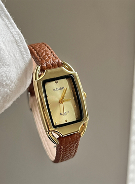 BARSH文艺设计马鞍扣皮带手表女中古风时尚百搭休闲精致女士腕表