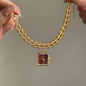 IEKE中古风挂饰方形手链表手表女时尚 轻奢小众设计高级感手腕表