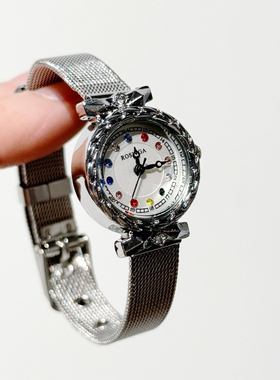 ROSIVGA轻奢圆形镶钻手表女诞生石气质百搭精致小巧女士石英腕表