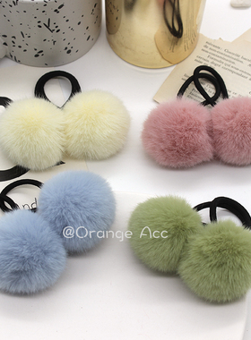马卡龙色毛球发圈超软糯毛绒球球头绳奶咖圆球发绳秋冬毛绒发饰品