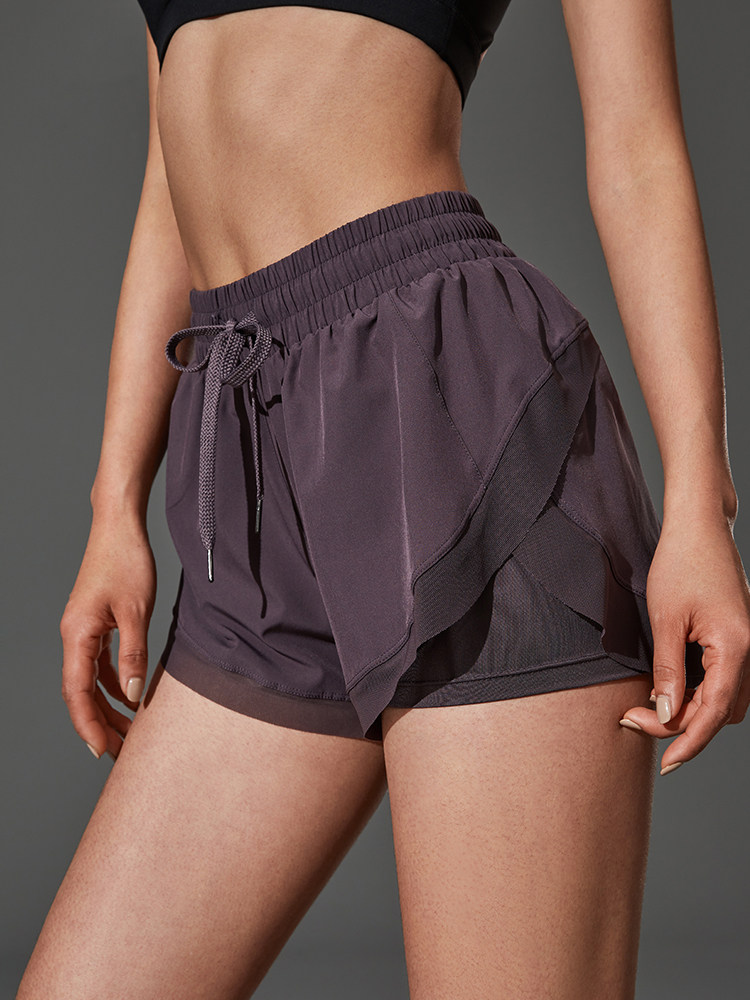 Sports shorts women's loose high waist casual all-match quick-drying running fitness pants yoga summer fake two pieces anti-skid