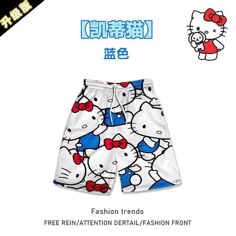 2025时尚卡通凯蒂猫短裤夏天可爱爆款宽松男女情侣百搭沙滩裤可爱
