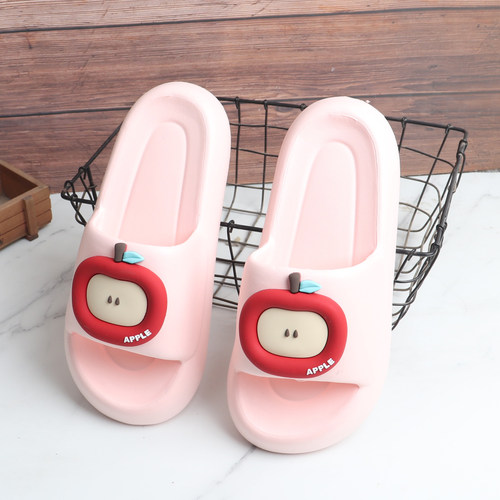 卡通苹果少女心软底高弹室内拖鞋