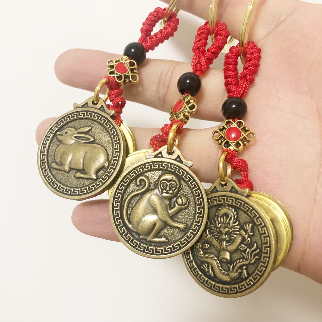 黄铜十二生肖五帝挂件钥匙扣