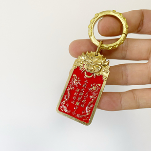 黄铜虎头将军令牌挂件钥匙扣复古太岁牌小铜器钥匙扣挂件大量发货