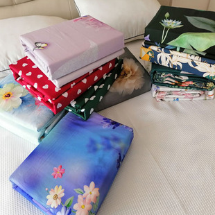 外贸数码纯棉精梳长绒棉贡缎双人被套床单枕套1 8米四件套