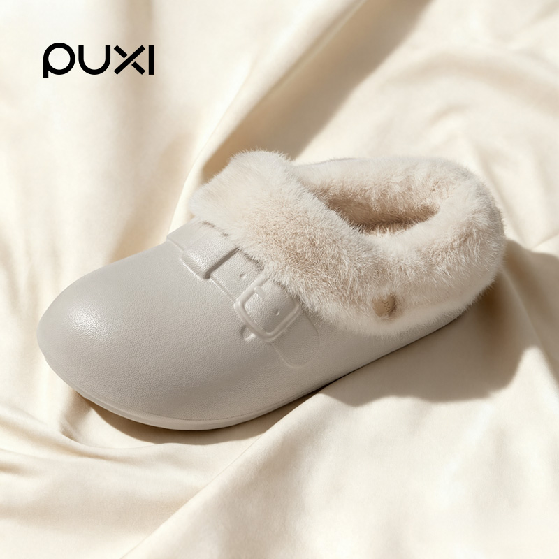 朴西复古防水博肯棉拖鞋女冬季保暖可拆卸家居静音防滑情侣棉拖男
