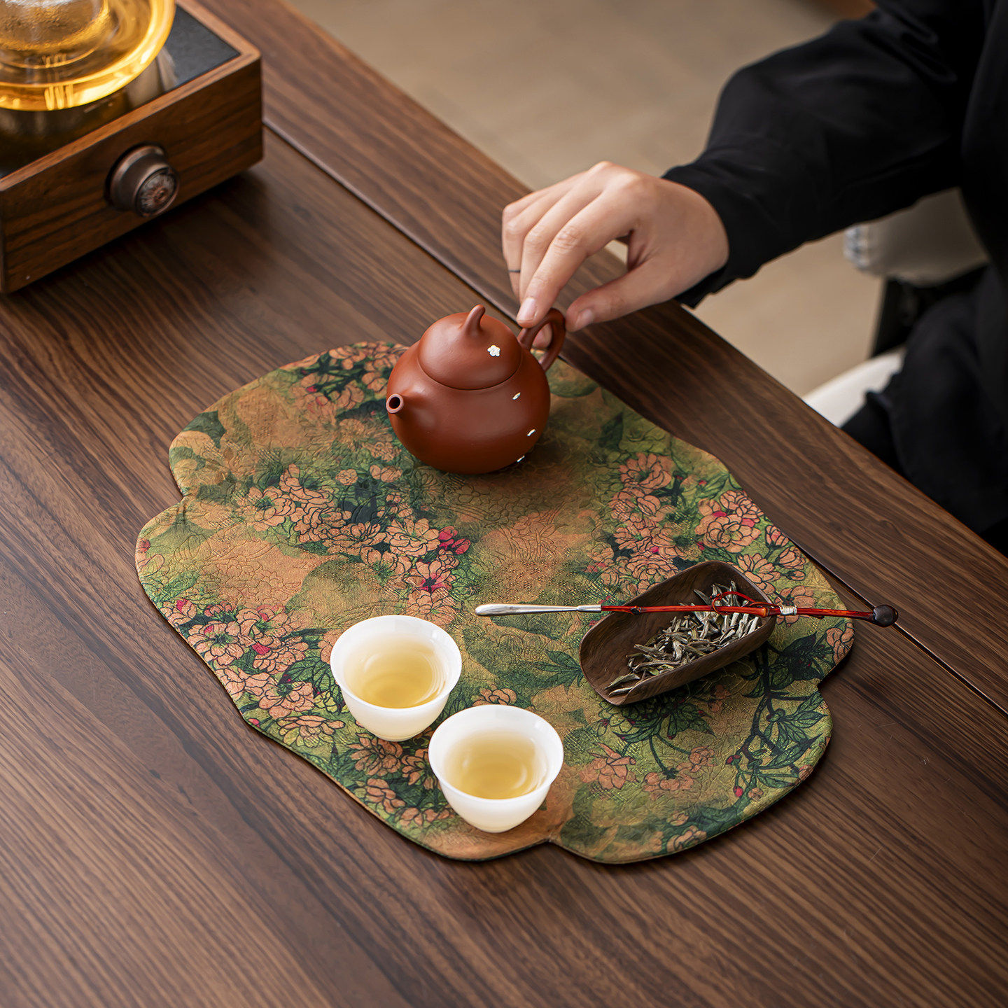 香云纱茶席新中式防水茶垫禅意桌旗布茶桌隔热垫壶承桌布茶道配件