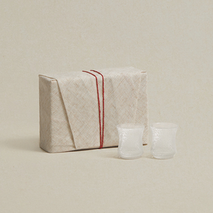 入云屋x玻心璃语 冰纹竹节酒杯 茶室 清透 手工气泡茶杯