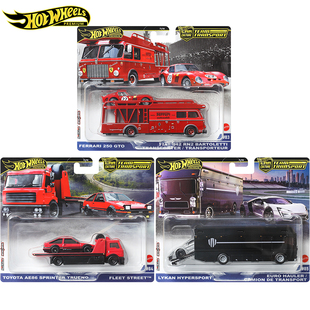 风火轮运输车队法拉利250丰田AE86跑车铁底胶胎合金车模玩具FLF56