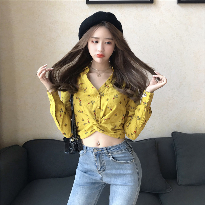 很仙的上衣洋气衬衫春装2019女性感V领长袖小心机设计感短装衬衣在类目 女装/女士精品, 衬衫中 - 来自Buy2taobao.com提供专业的淘宝代购服务