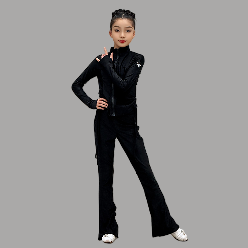 高级拉丁舞练功服女裤套装2025秋冬新款少儿集训表演舞蹈裤套装女