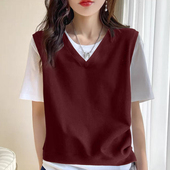韩版 纯棉假两件V领短袖 t恤女2025夏季 显瘦百搭设计感洋气宽松上衣