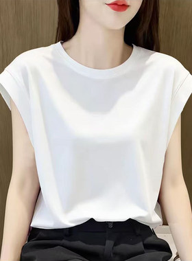 白色小飞袖纯棉短袖t恤女夏装