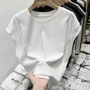纯棉白色短袖 宽松时尚 t恤女夏季 大码 减龄百搭洋气上衣 新款 飞飞袖