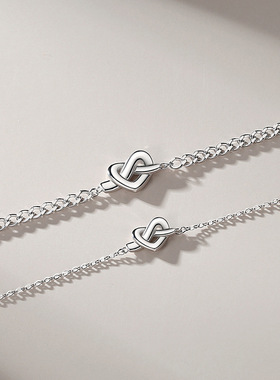 同心结情侣手链ins冷淡风交织爱心手环恋爱简约小众手饰2023新款