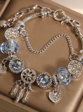 潘家风格蓝色琉璃珠手链女轻奢小众精致捕梦网手串送学生闺蜜礼物