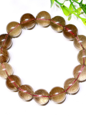 天然红发晶手链晶体通透发丝清晰原色发晶单圈手链 水晶男女款