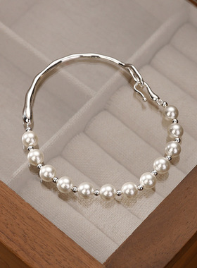 半镯半链珍珠手链手镯轻奢小众精致高级感手环手饰品2024年新款