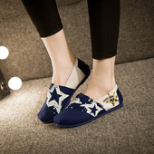 新款 懒人鞋 低帮平底百搭一脚蹬老北京帆布鞋 女韩版 女 透气布鞋 夏季