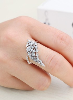 依嫁稔欧美创意开口戒指指环女锆石饰品几何蛇形情侣个性玫瑰金