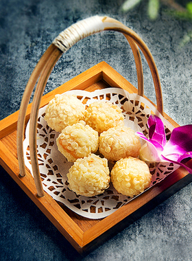 提手炸物小吃糕点篮天妇罗装盘意境菜篮日式料理餐具正方形寿司盘