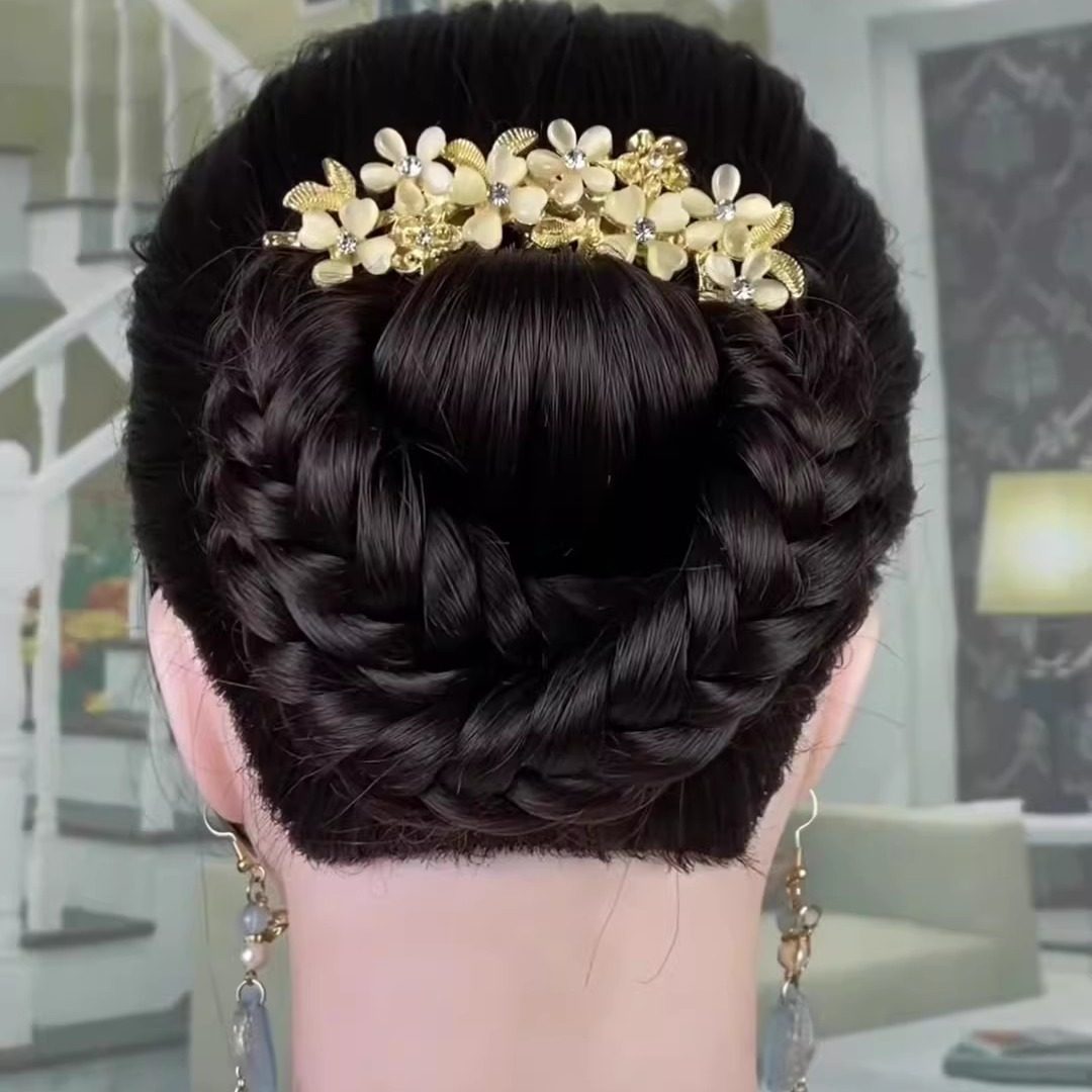 水钻猫眼石花朵五齿插梳发梳发饰