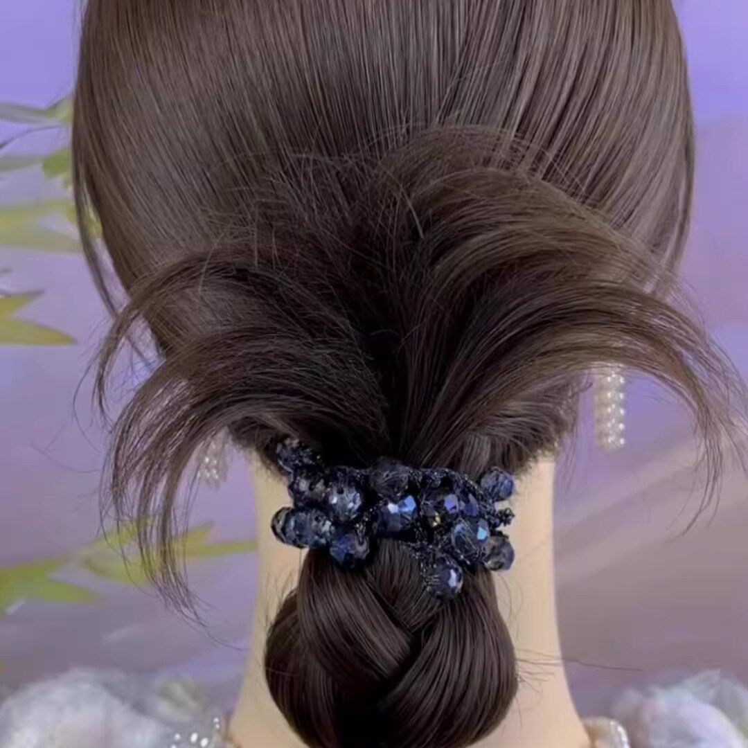 2025新款简约百搭发圈精致洋气高弹力水晶石头饰不卡头发头绳女