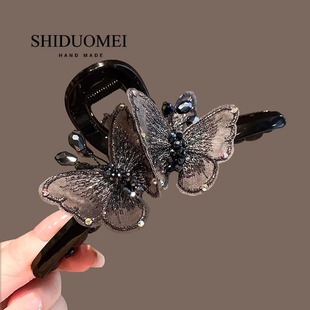 梦幻精灵优雅水钻蝴蝶抓夹大号2025年新款 后脑勺盘发夹鲨鱼夹发卡