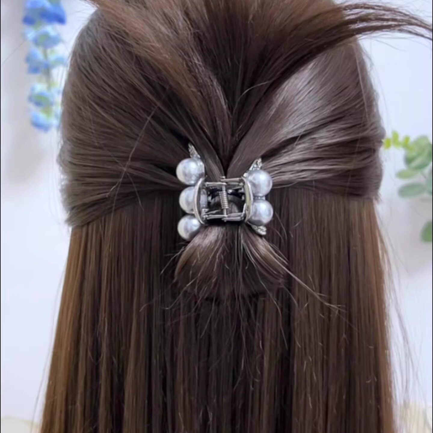 金属珠珠小抓夹女半扎发高级感