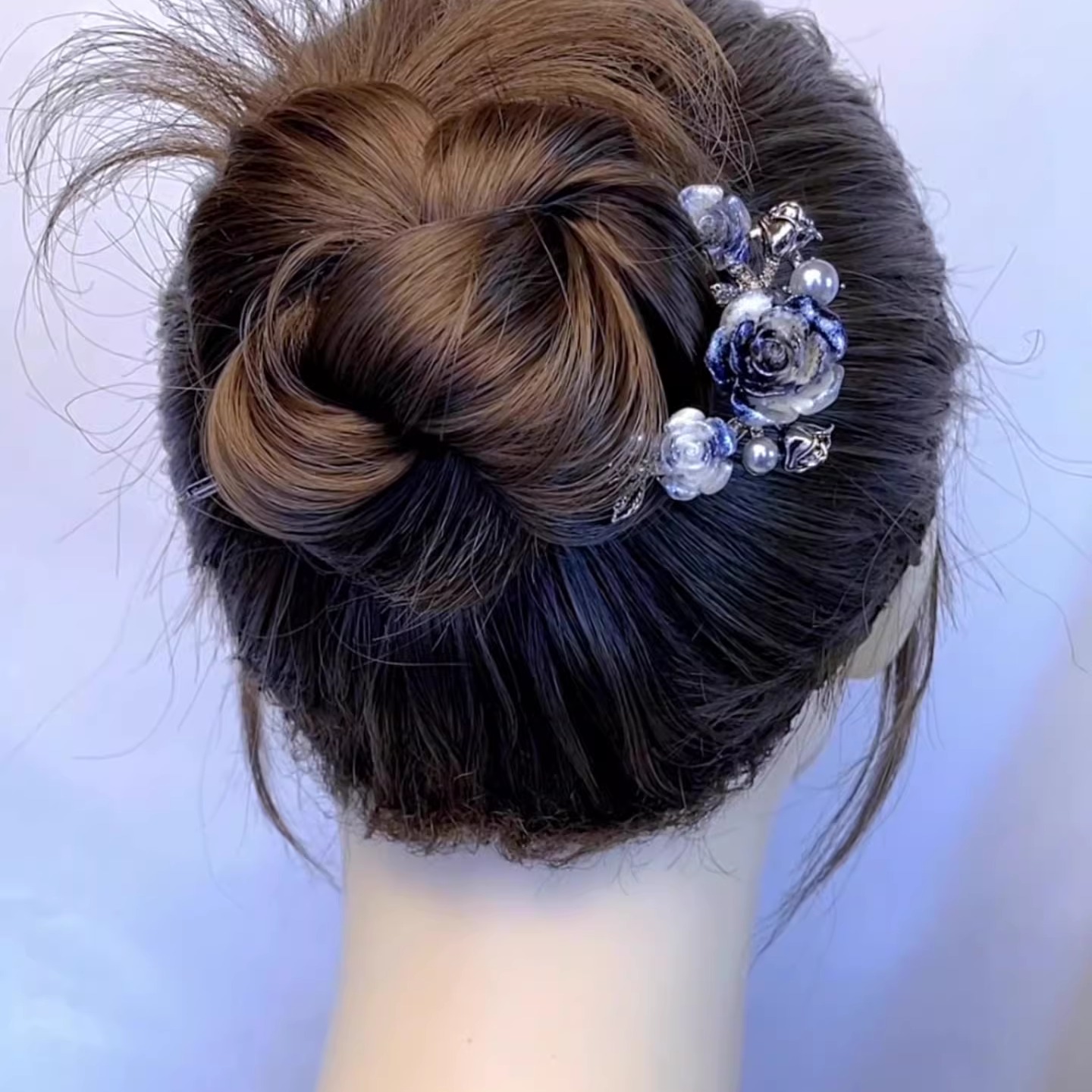 新中式简约玫瑰珠珠发簪