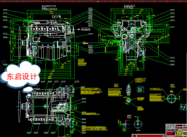 柴油发动机装配图CAD图纸