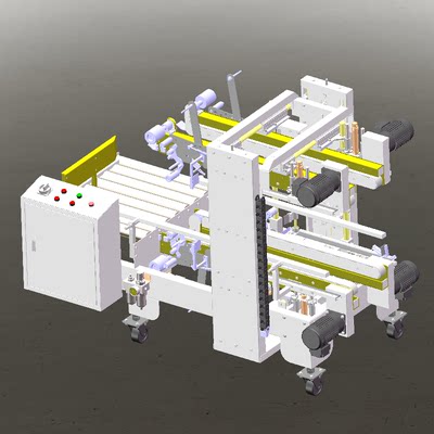 全自动四角边封箱机胶带式封箱机3d全套图纸