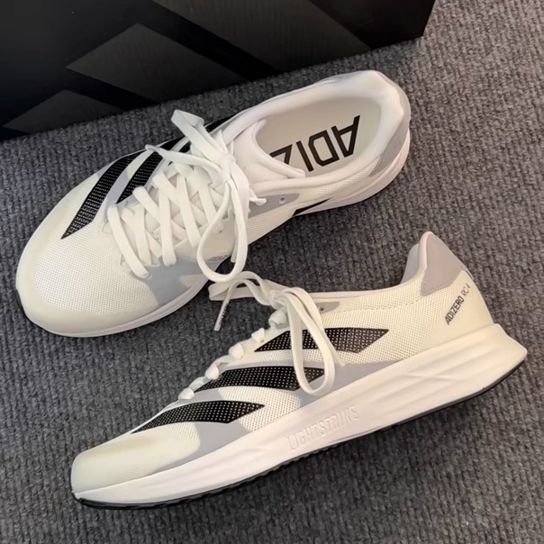 Adidas阿迪达斯AdizeroRC4白黑男女轻便减震透气运动跑步鞋GX8152