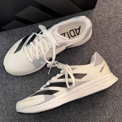 Adidas阿迪达斯Adizero RC4 白黑男轻便减震透气运动跑步鞋GX8152