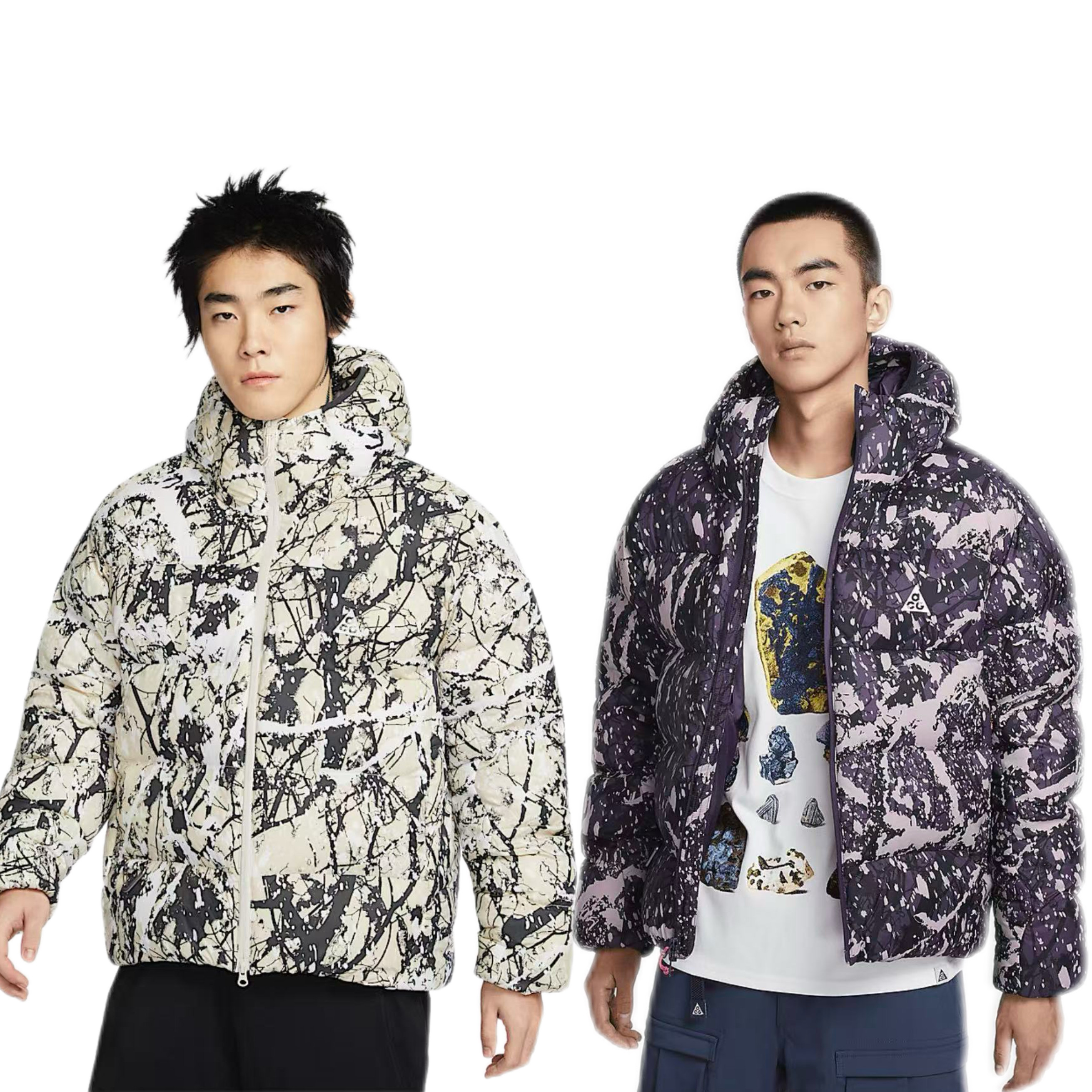 NIKE耐克ACG Lunar Lake宽松连帽拒水p棉 迷彩保暖夹克棉服HF0034
