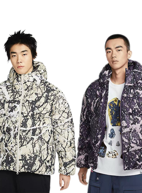 NIKE耐克ACG Lunar Lake宽松连帽拒水p棉 迷彩保暖夹克棉服HF0034