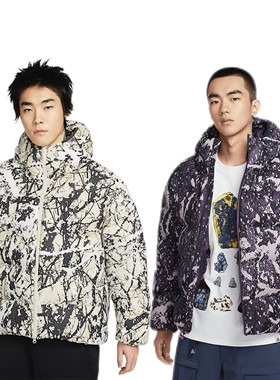 NIKE耐克ACG Lunar Lake宽松连帽拒水p棉 迷彩保暖夹克棉服HF0034