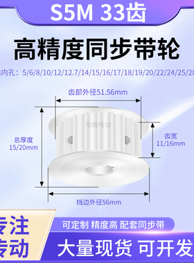 同步带轮S5M33齿宽11/16AF内孔5 6 8 10 12714151617铝合金同步轮