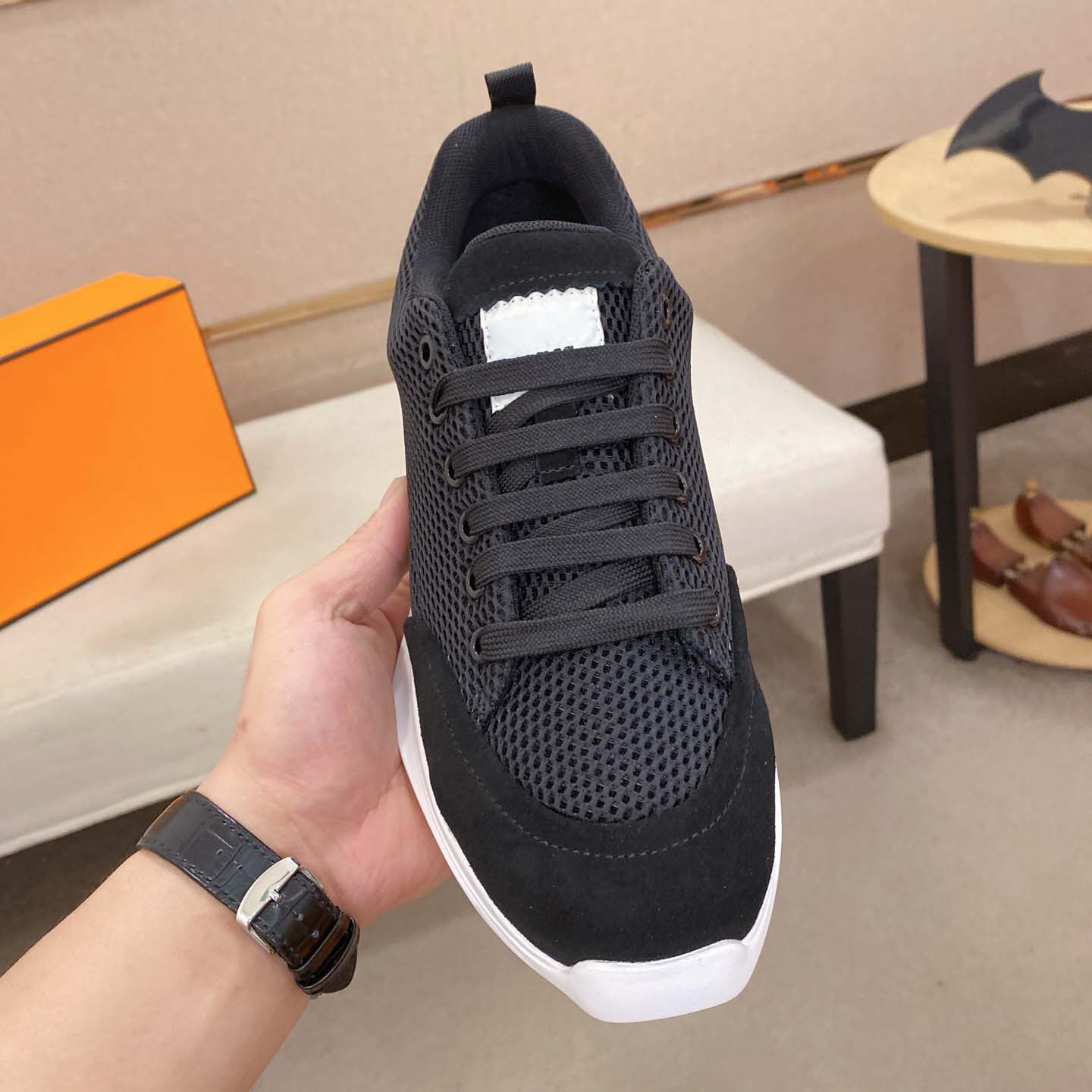 欧洲男士休闲鞋真皮网面透气男鞋